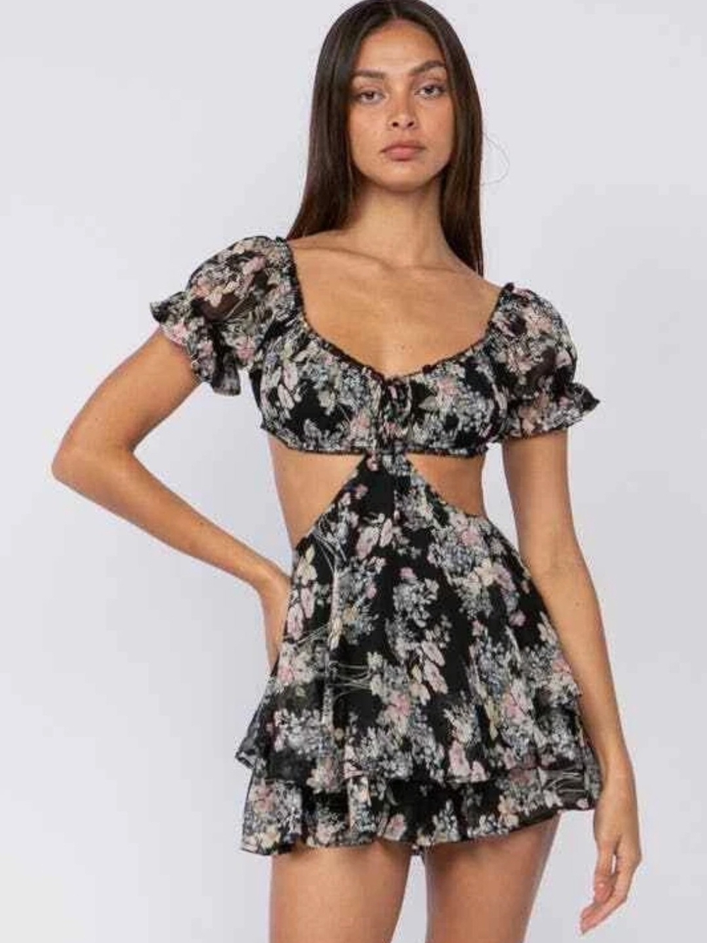 Sky to Moon Floral Cut Out Romper
